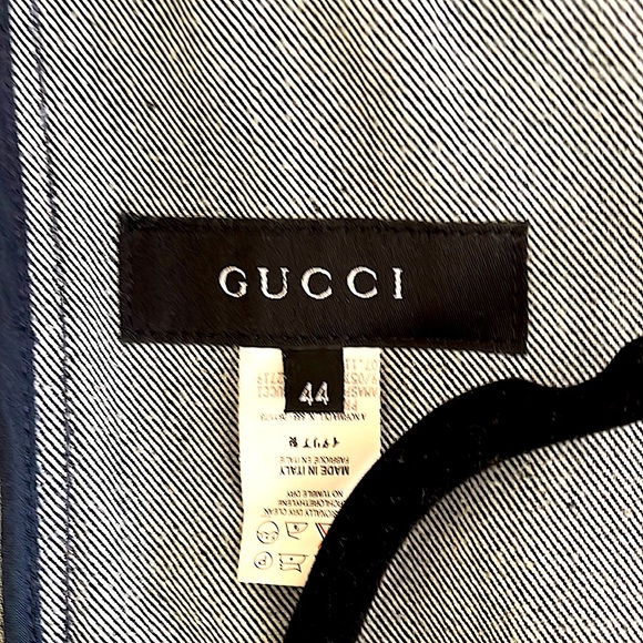 Vintage Gucci Denim Moto Jacket Dark Wash Zip Front Sheer Panel Inserts EUC Sz 8 - Picture 6 of 9